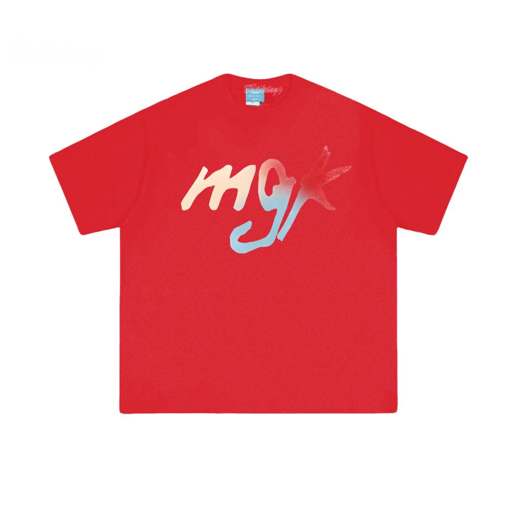 

Singer MGK LOGO T-shirt 2025 New Style Hip Hop Soft Summer High Quality Graphic Printing Tops 100%Cotton Fashion O-neck Tees XXL красный