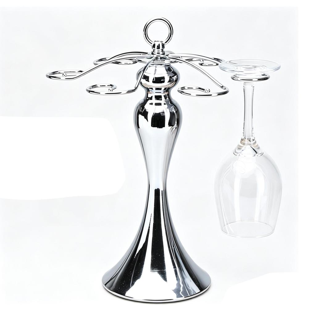 Tabletop Wine Glass Rack, 6 Stem Glass Holder Upside down Hanging Goblet Drying Stand, Wine Cup Storage Organizer for Bar, Kitchen, Cabinet Home Decor