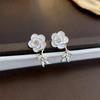 S925 Silver Needle White Camellia Stud Earrings - Simple, Trendy 2023 Design for Women