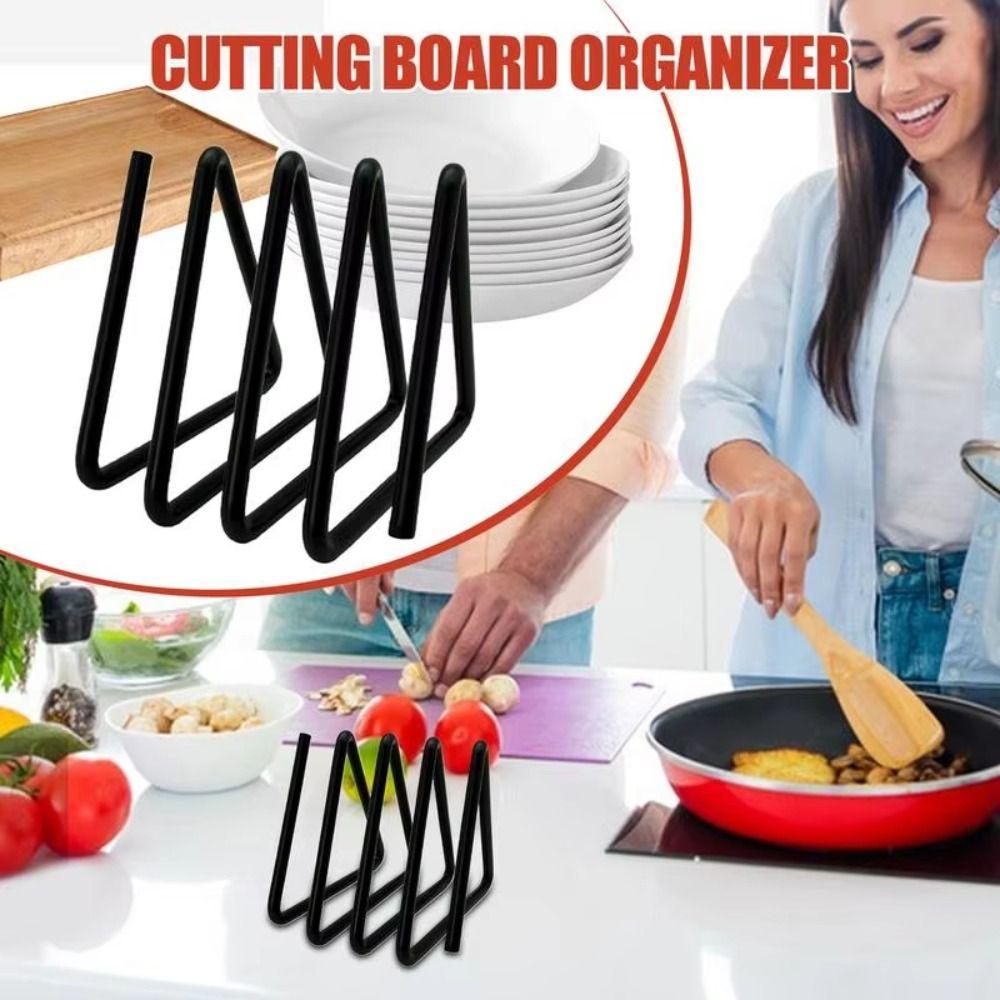Divided Cutting Board Holder Metal Kitchen Storage Rack Portable Chopping Board Organizer