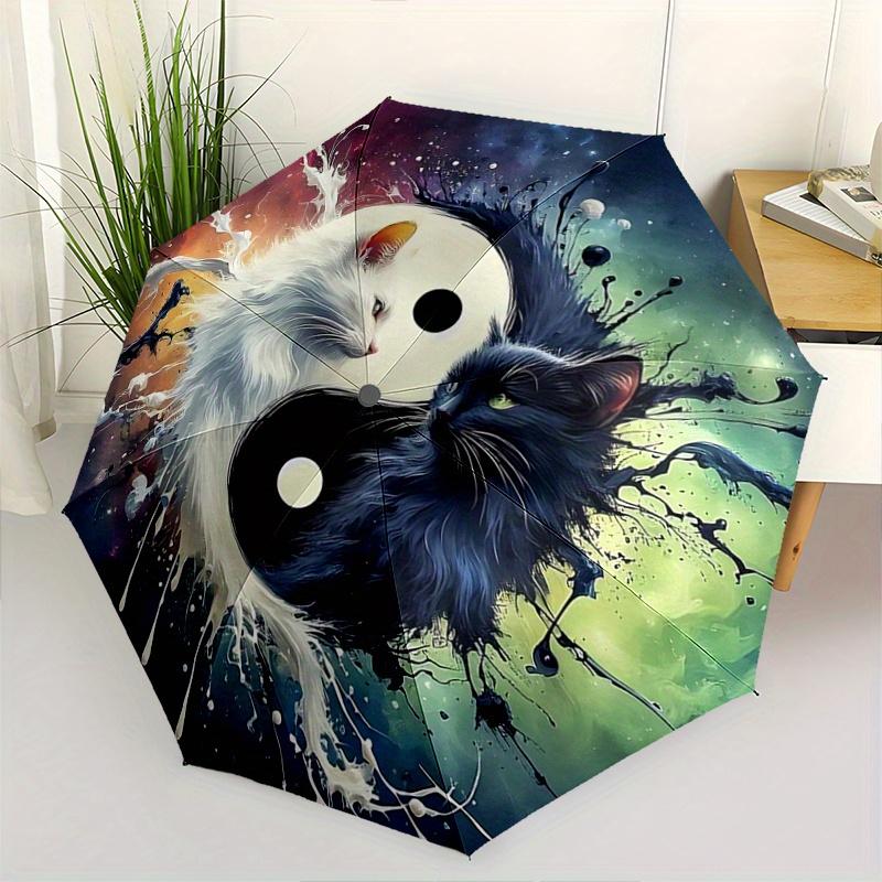 

1pc Yin Yang Cat Design Automatic Folding Umbrella - 3 Folding Design, Vivid Cartoon Pattern, Suitable for Outdoor Activities, A Gift for Fans In All