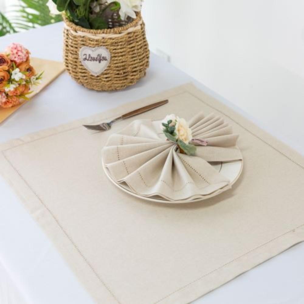 Cloth Napkins Set of 10-17x17 Inch Classic Hemstitch Mitered Corner Soft Dinner Napkins Cloth Washable for Weddings Parties