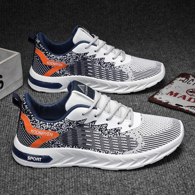 Men's Lace Up Breathable Running Shoes Lightweight Casual Sports Shoes Korean Version Trendy Mesh Summer Lightweight Deodorizing