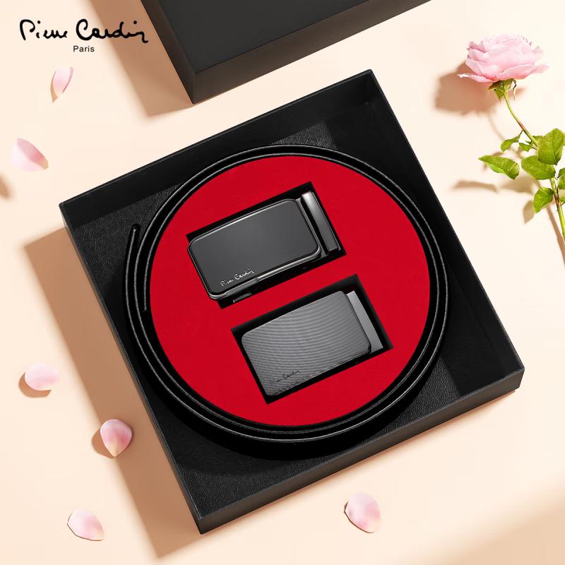 

Pierre Cardin Men s Leather Automatic Buckle Belt Gift Set 110cm
