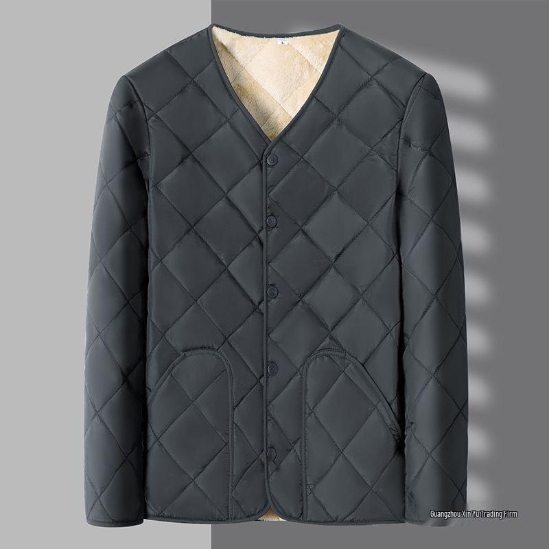 Men's Thickened Velvet-Lined Cotton Jacket for Cold Protection - Winter Warmth, Middle-Aged & Elderly Dad's Style