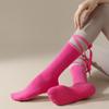 1 Pair Yoga Socks Pure Color Lace-up Elastic Compression Support Yoga Fitness Dance Socks with Silicone Anti-Slip Soles