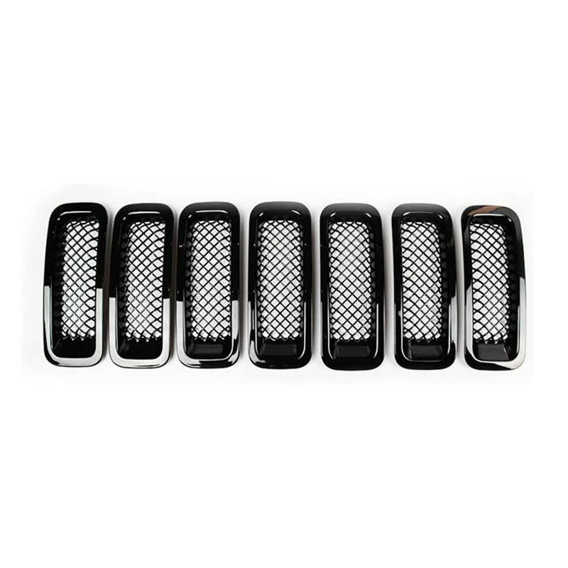7PCS Car ABS Front Grill Cover Mesh Grille ert Kit for Jeep Wrangler JK Patriot 2011-2016 Car Accessories Chrome Decorative