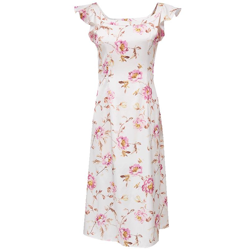 

ONLY 2025 Summer Floral Ruffle Sleeve A-Line Dress S