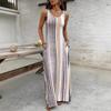 Moda Estiva Casual Senza Maniche A Righe Girocollo Tasca Nuovo Lungo Vestito Abbigliamento Donna