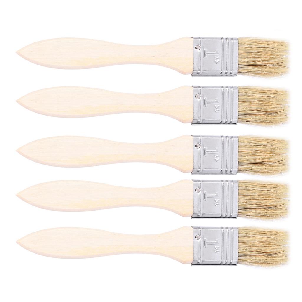 Food Brush, Pack of 5 Wooden Grill Brushes, Comfortable to Hold and Use, Lightweight and Portable, Perfect for Cooking, Grilling and Picnics