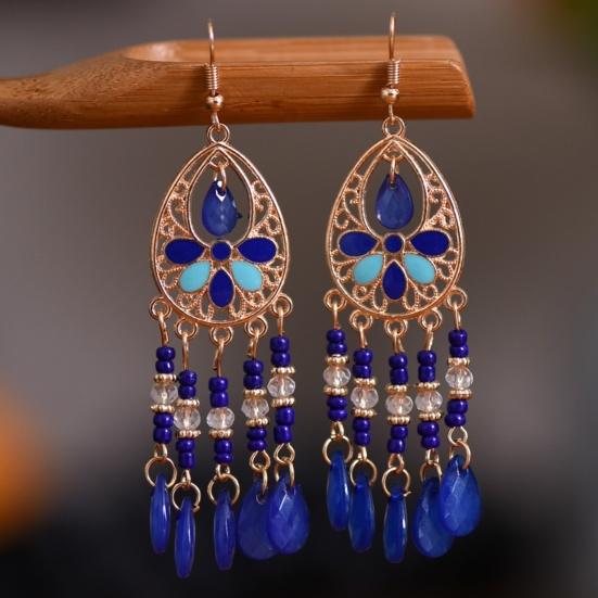 1 Pair Hook Earrings Tassels Bohemian Jewelry Long Vintage Dangle Earrings for Wedding