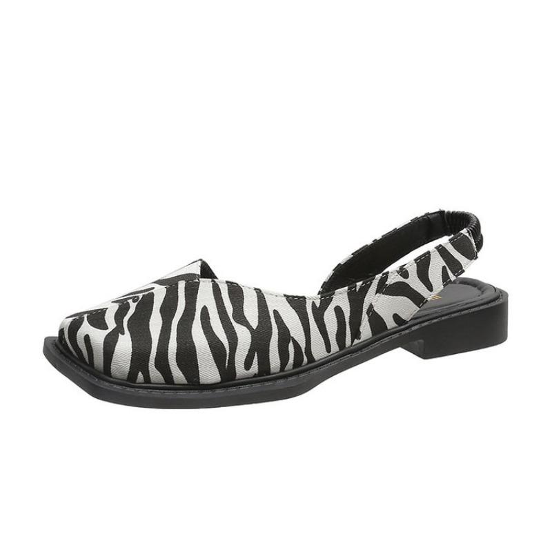 Women's Low Heel Square Toe Sandals, Closed Toe with Side and Back Cutout Casual Daily Footwear