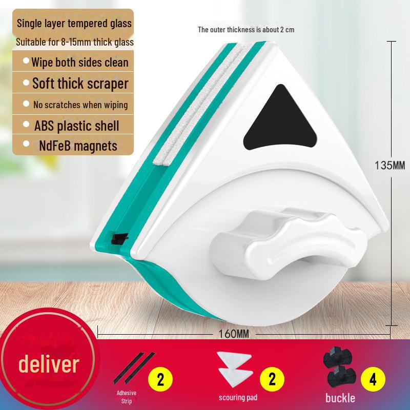High-Rise Double-Sided Magnetic Window Cleaning Brush and Glass Wiper