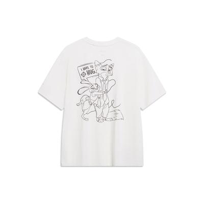 X Disney Co-Branded Sporty Trend Serie Cartoon-Print Rundhals Kurzarm T-Shirt Herren Tops Off-White AHST269-1