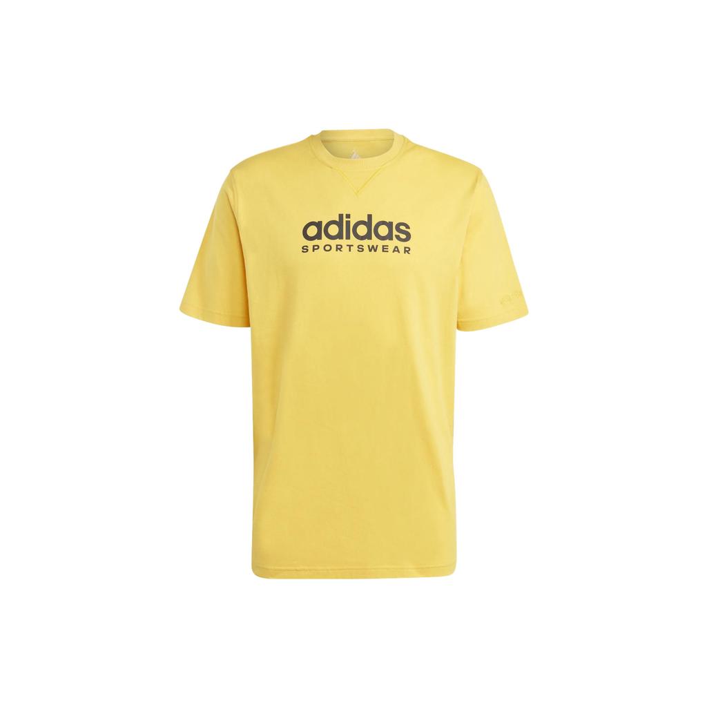 Adidas T Shirts Men's Yellow Crew Neck Moderate Straight Fit IC9818