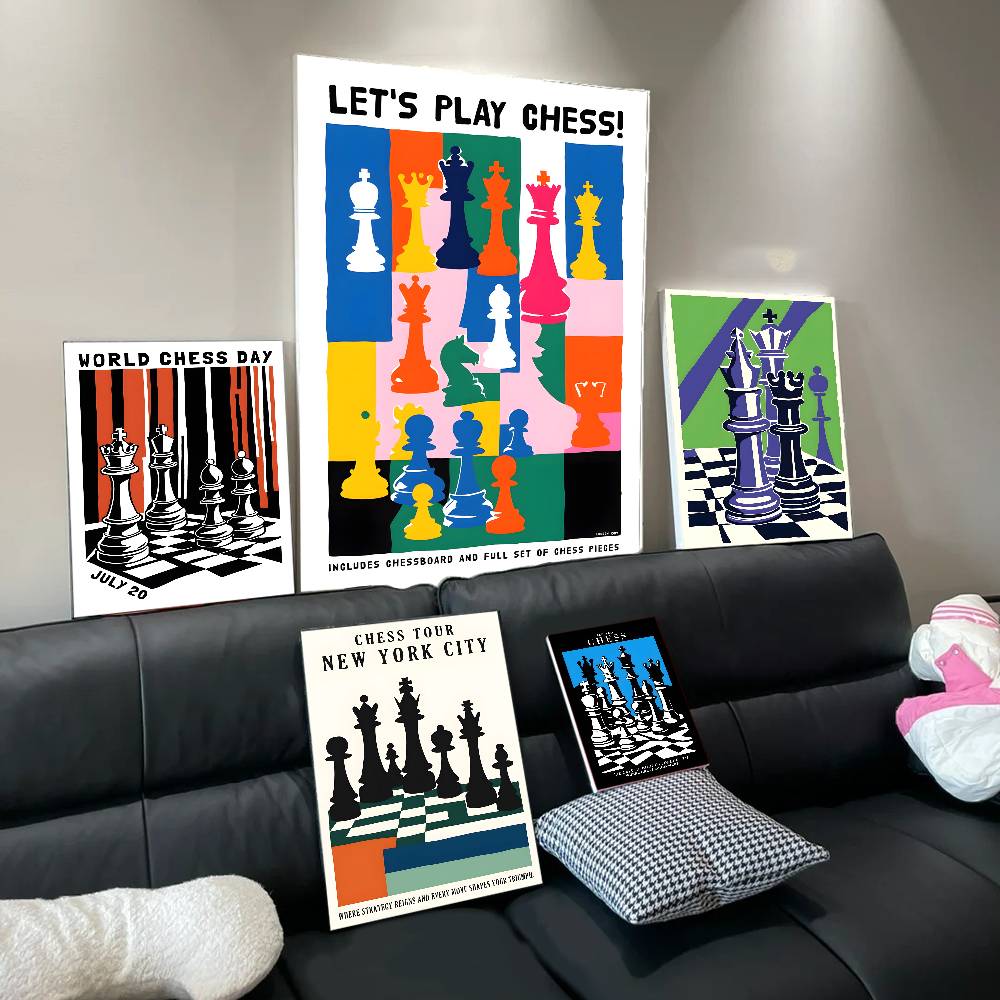 Vintage Classy Chess Classic Movie Whitepaper Poster Retro Kraft Paper Sticker DIY Room Bar Cafe Vintage Decorative Painting