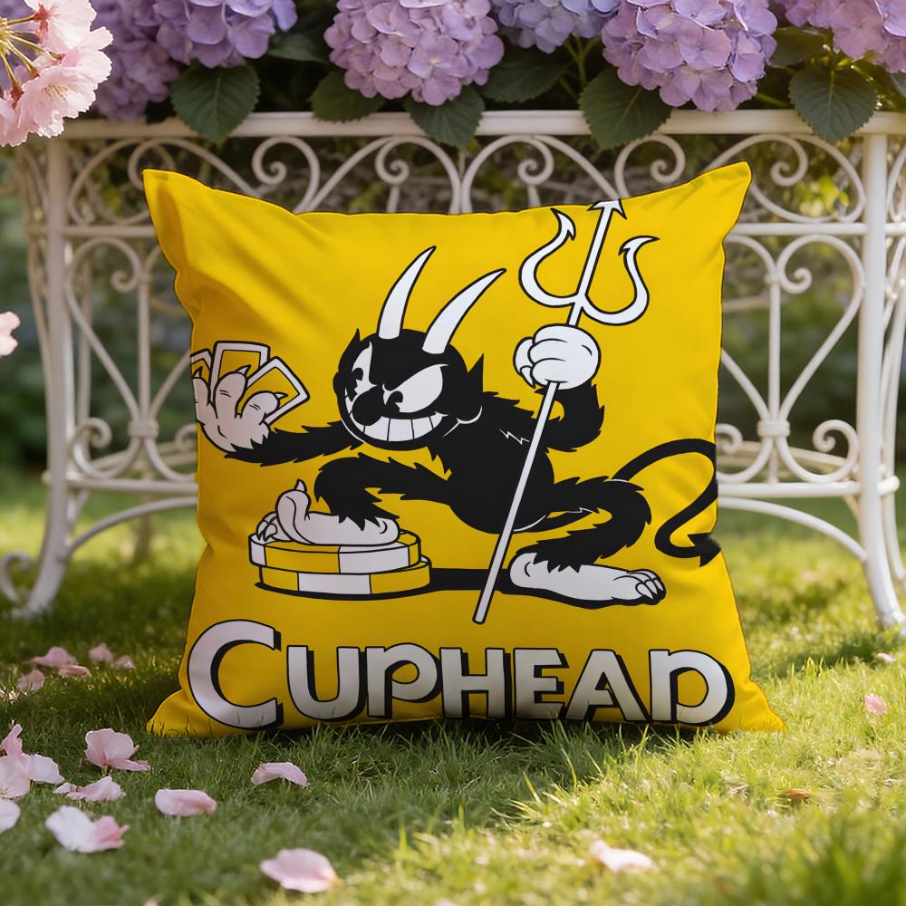 Cartoon C-Cuphead Cushion Cover Home & Car Dual-Scene Pillow Cover: Reversible for Premium Comfort