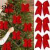 Retro Christmas Ornaments 2Pcs Tree Bow Decors, Velvet Fabric Holiday Wreath Hanging Ornament Decorations for Home, Festive Garland Wedding