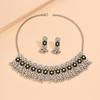 Europe, America, Fashion and Retro Middle East Flash Diamond Flower Multi-layer Neck Chain Exaggerated Temperament Flower Earrings Necklace Jewelry Se