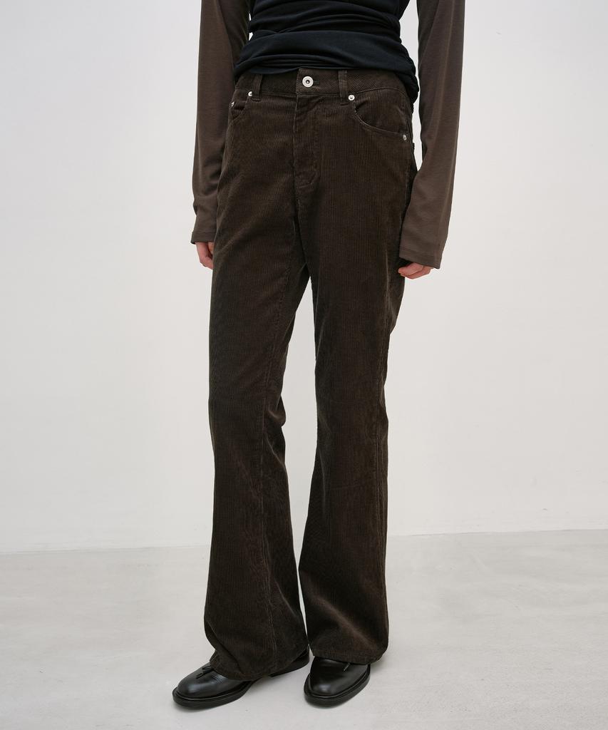 INSILENCE WOMEN Classic Corduroy Bootcut Pants Brown