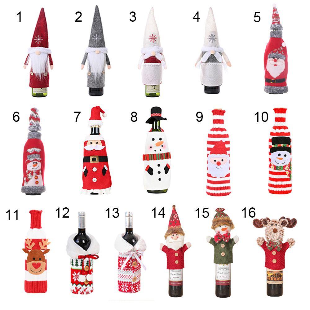 Party Table Decor Xmas Gift Santa Claus Wine Bottle Cover Bottle Dress Up Christmas Ornaments