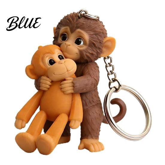 Cute Monkey Keyring 3D Keychain Holding Plush Toy Gift for Collectors Decoration Backpack Purse Bag Accessories Animal Print