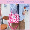 Oxford Cloth Pink Cow Print Small Shoulder Bag With Zipper Closure For Casual Daily Use