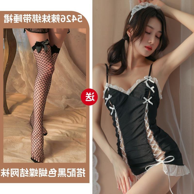 Sexy Suspender nightdress hollow suit women's series cute sexy uniform sexy underwear straps maid adult products