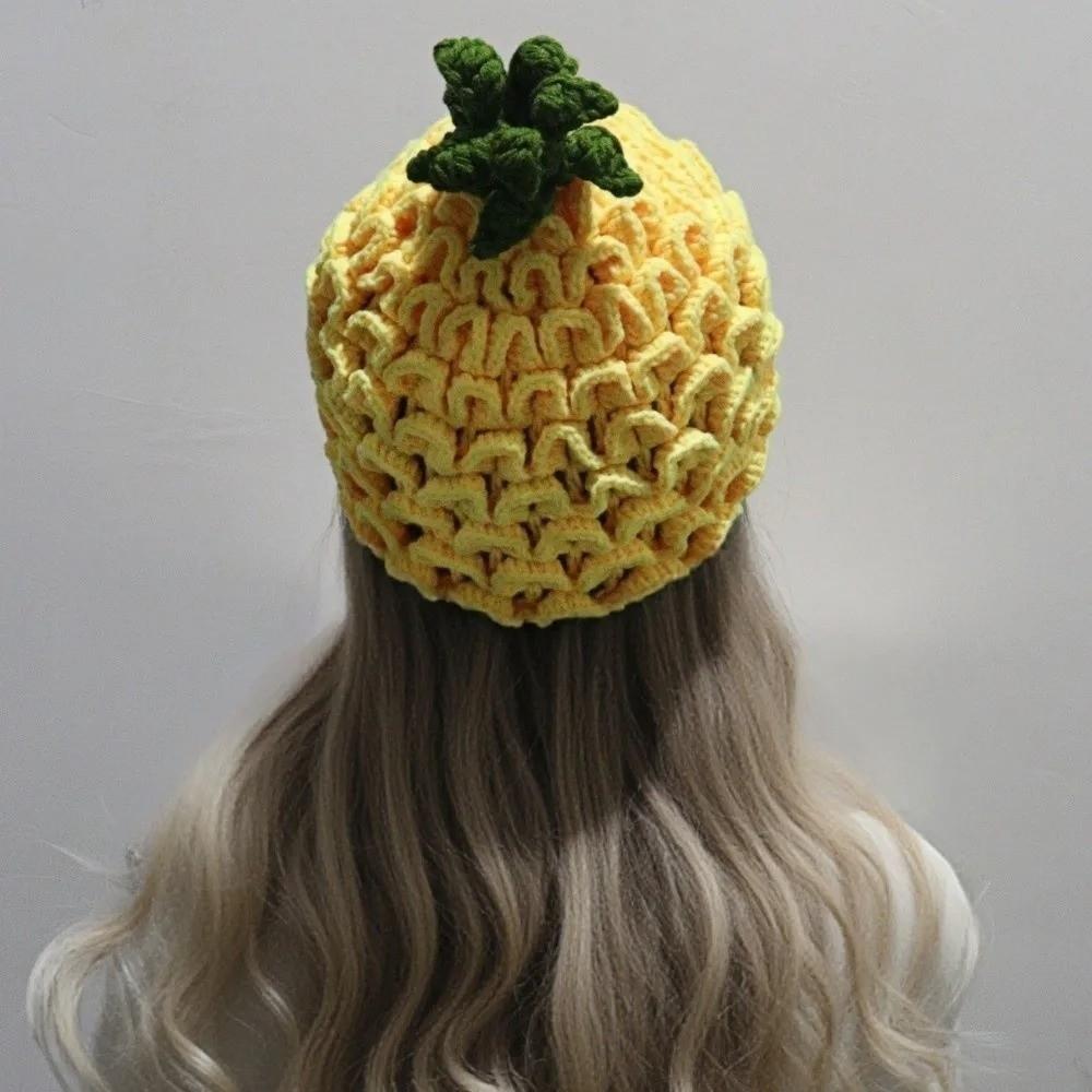 Warm Strawberry Pullover Cap Soft Skiing Hat Novelty Knitted Fruit Hat  Winter Head Accessory