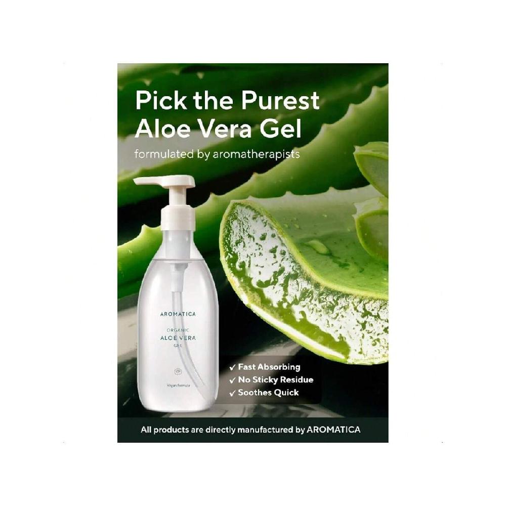 Aromatica Organic Aloe Vera Gel 300ml  After Sun Care And Sunburn Relief With Pure Aloe Vera Gel Face&Hair, Sun Burn Moisturizer EWG Verified