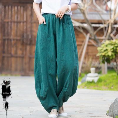 Women's Zen Style Ramie Sandwashed Wide-Leg Pants - Spring/Summer Casual Home & Travel Wear