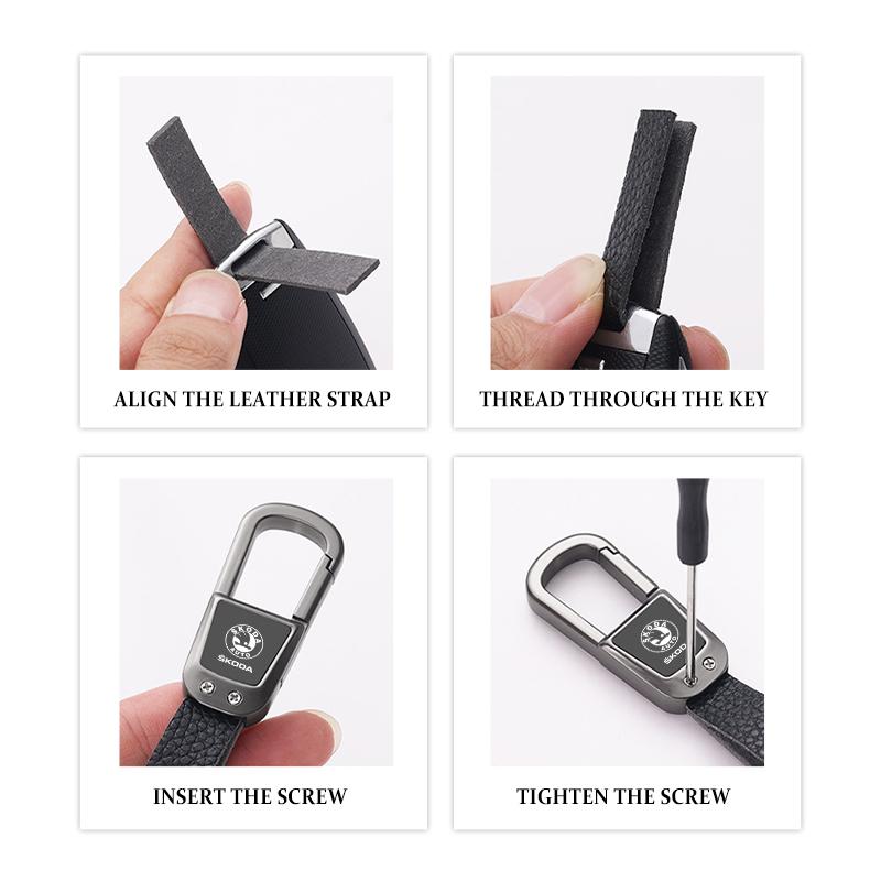 For Skoda NEW Car Alloy Keychain Key ring Leather Key Rings Kamiq Karoq Octavia 2 3 Rapid Scala Kami Fabia VII VRS fsvr64