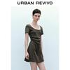 UR2026 Women's Casual Color-block Faux Two-Piece Short Sleeve Dress