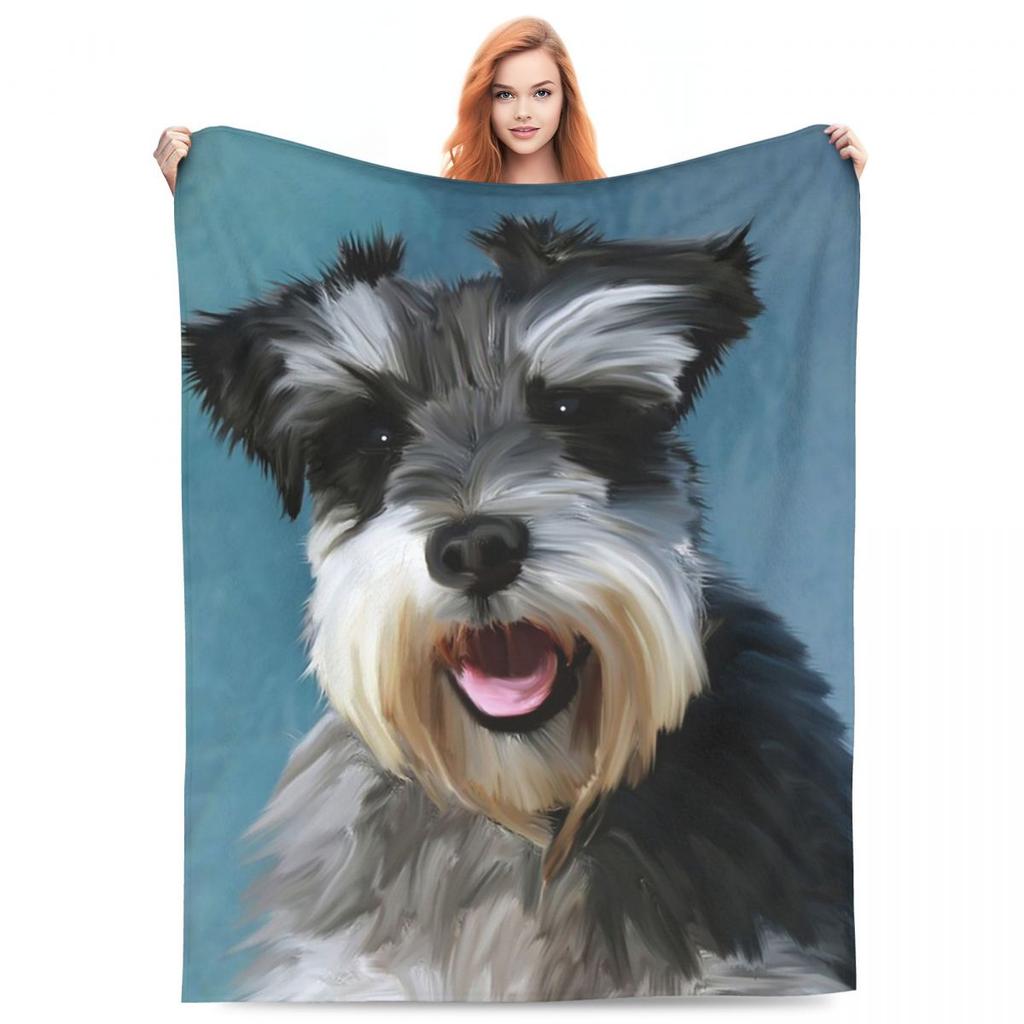 A Cute Featuring Schnauzers Blanket Fleece Throw Blanket Warm Throw Blankets for Couch Bedding Office Throws Bedspread Quilt