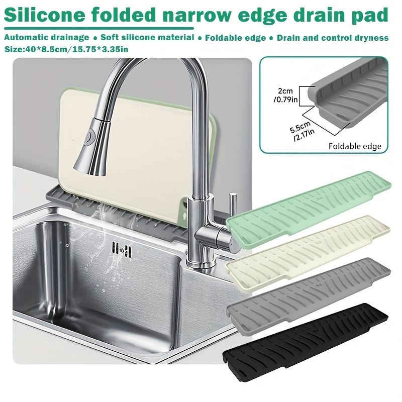 1pc Heavy-Duty Non-Slip Silicone Drainage Drying Mat - Foldable Sloped Sink/Countertop Drain Board with Narrow Edge