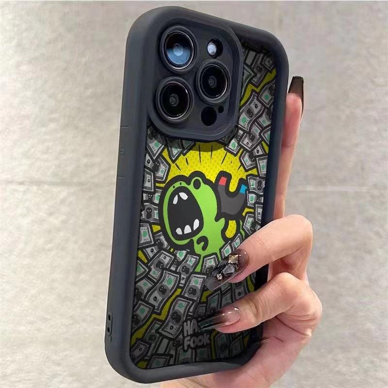 Sucking Money and Shouting Frog Frog Is Suitable for Apple 14plus Mobile Phone Case 13promax Creative 15pro New 12 Soft X