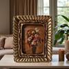 Marco de Fotos Retro, Marco de Fotos Decorativo Antiguo Ornamentado Ovalado para Mesa y Pared Decoración del Hogar