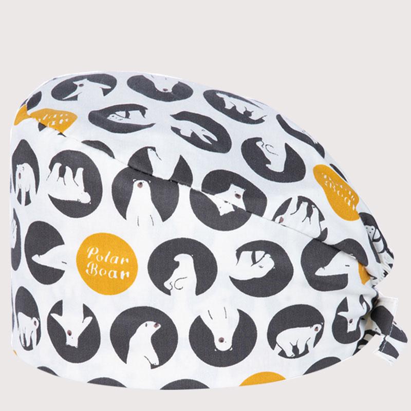 new Cotton Section for Man and woman Scrubs Caps Hospital Medical Hats Black Printing Elastic Tieback Design and Pet Medical Hat