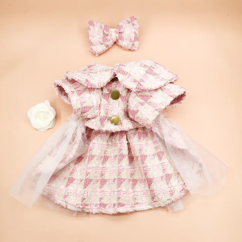INS Pet Autumn/Winter Woolen Skirt Cute Skirt Checked Dog Coat Pet Cat Supplies Yarn Skirt Dress Dog Dresses for Small Dogs