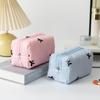 Polyester Quilted Lipstick Holder with Sophisticated Bowknot Pattern Large Capacity Makeup Bag  for Everyday Use