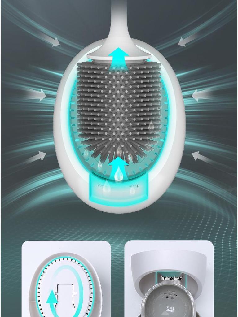 Silicone Toilet Brush Set with Wall-Mounted Storage Rack for Complete Bathroom Cleaning