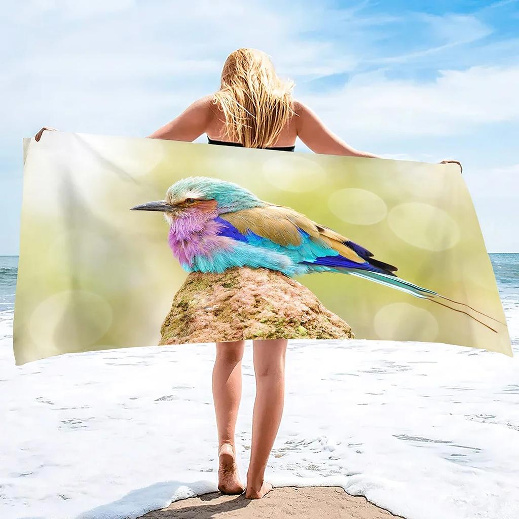 Rare Birds Print Large Oversized Beach Towel Highly Absorbent Microfiber Bath Towel Quick Dry Blanket for Kids and Adults Gift