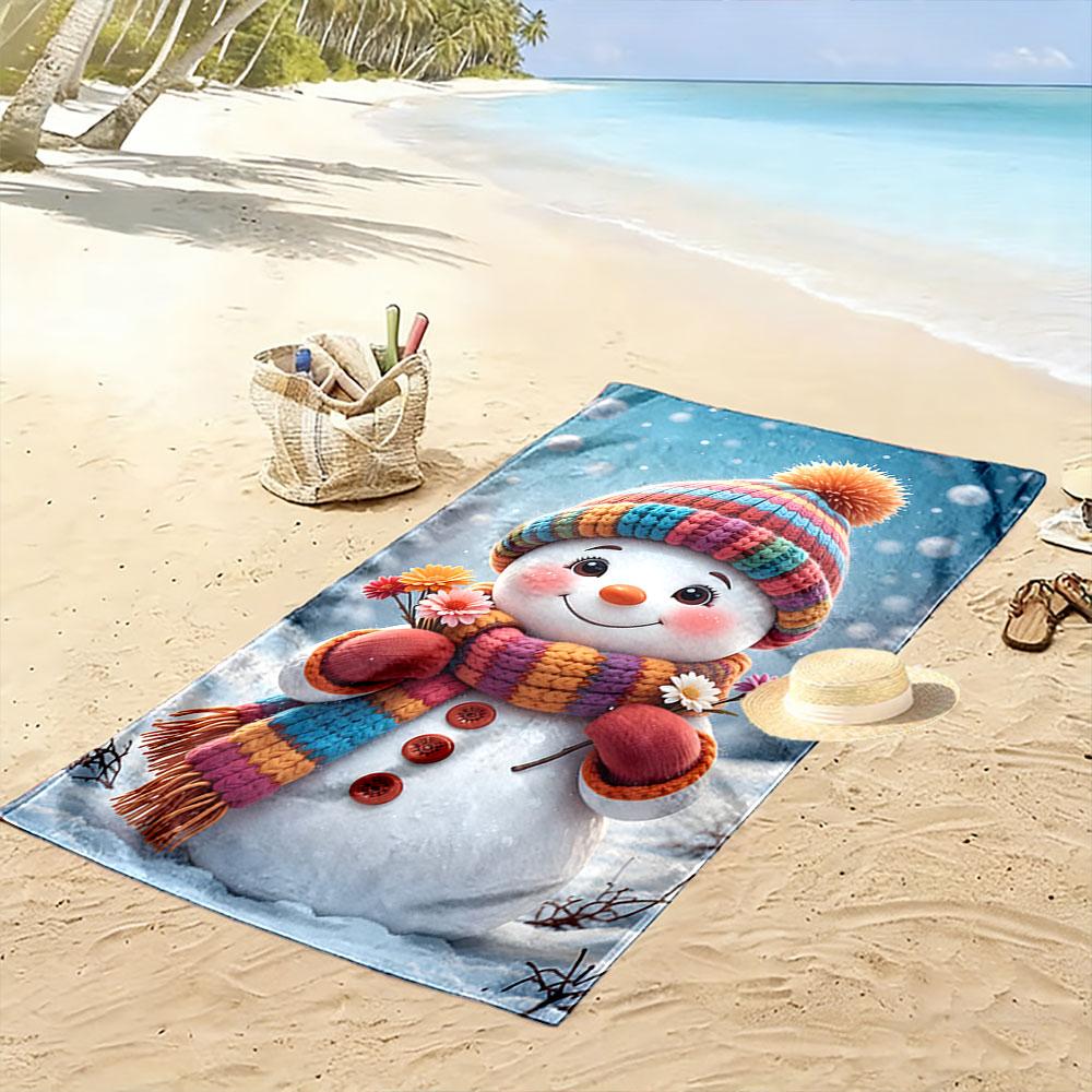 Cheerful snow friend delight Print beach towel, quick drying, suitable for travel, outdoor sports, jogging, the beach and swimming, gift
