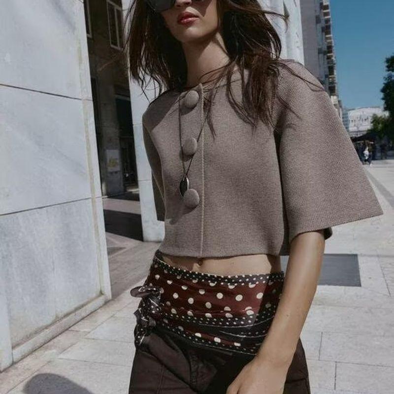 Za New Fall Women's Clothing 2025 Fashion Wind Fashion Bag Cloth Button Knitting Outwear 6771132 737