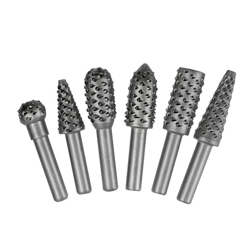 6-Piece Wood Carving & Root Milling Rotary File Set for Woodworking