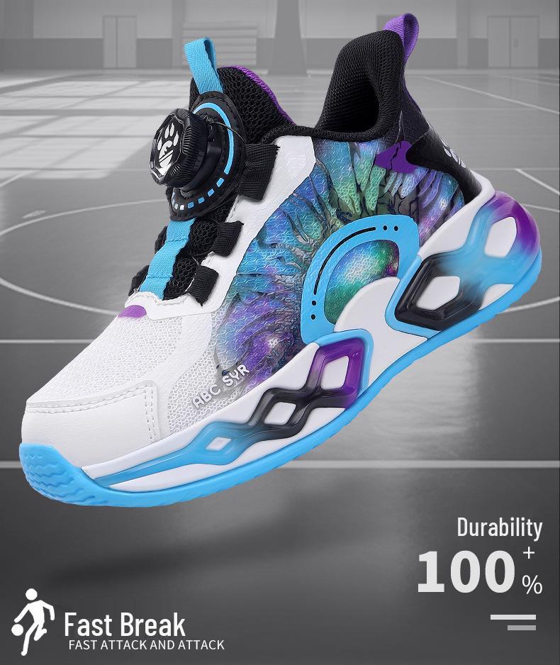 Summer Boys' Rotating Buckle Sports Shoes for Running and Basketball