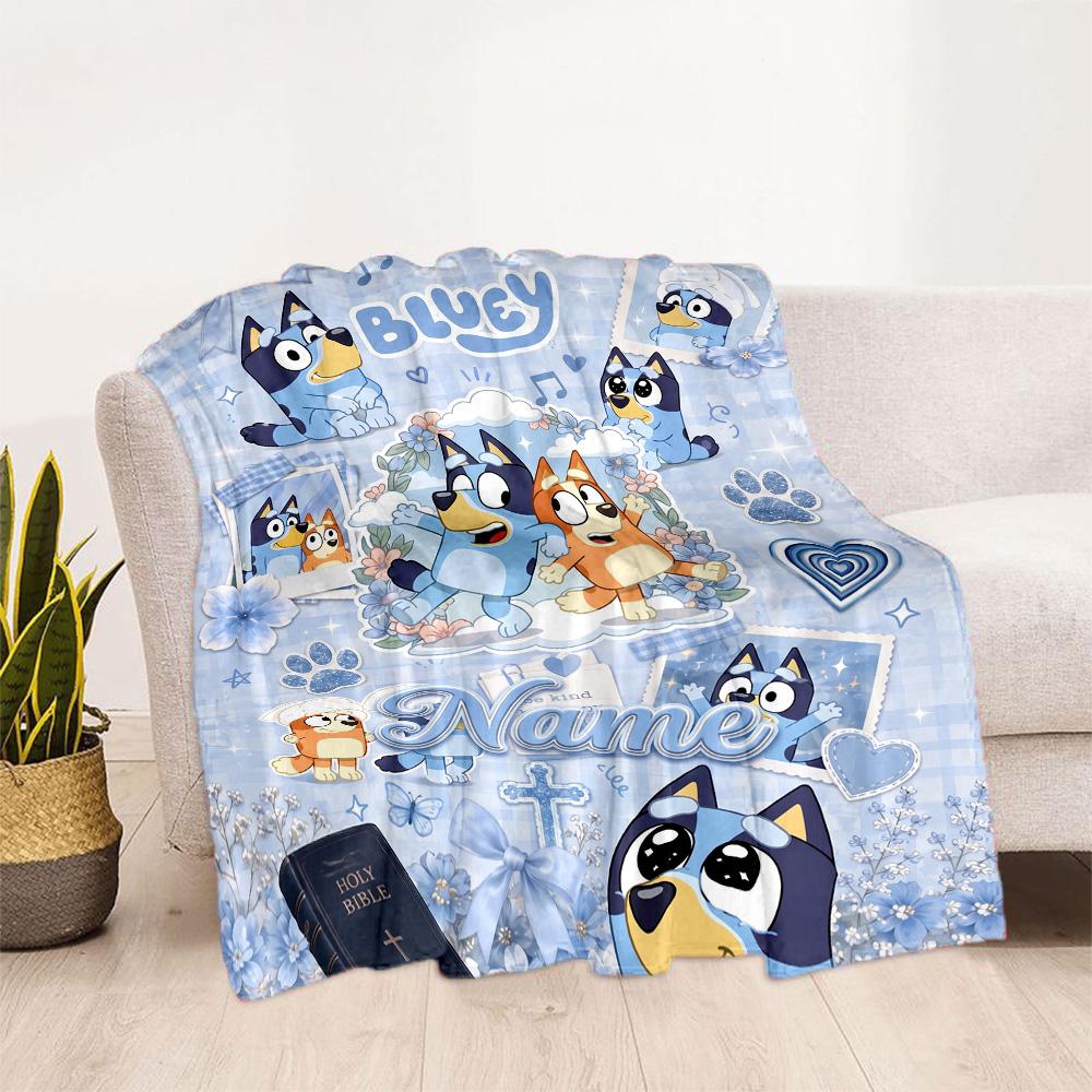 Bluey's Colorful Friends Customize Text Blanket Throw Customizable Blanket Warmthful Decor for Office Bed Chair Sofa Ideal for All Seasons