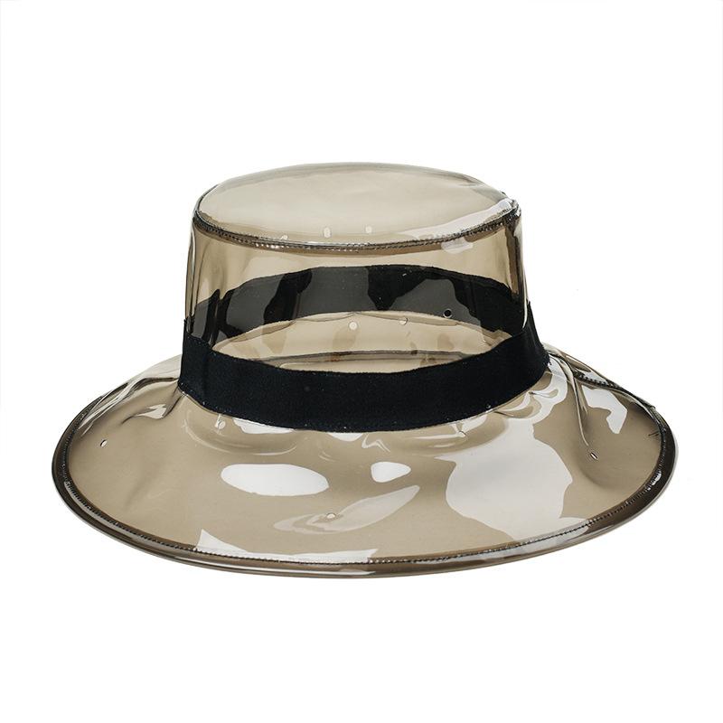 New Solid Leopard Transparent Women's Buckets Hats Caps PVC Beach Sun Visor Waterproof Rain Hat Plastic Wide Brim Caps Gorras
