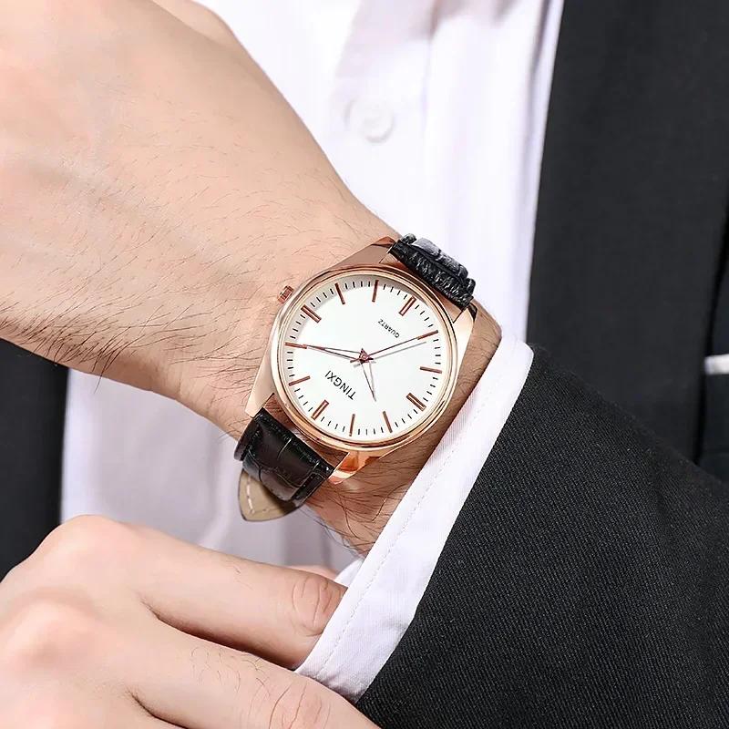 Luxury Business Men Watch Casual Quartz Watches for Men Clock Leather Strap Quartz Wristwatches Gift Relojes Para Caballeros
