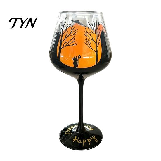 Bicchieri Artistici per Bevande, Calice da Vino con Gambo di Halloween, Bicchieri da Bere Dipinti a Mano, Bicchieri Decorativi per Feste, Capacità 720ml